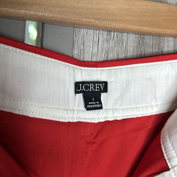 J Crew Shorts Size 2 Line Blend Cuffed Red Color High Rise Lined Pockets - Picture 5 of 8